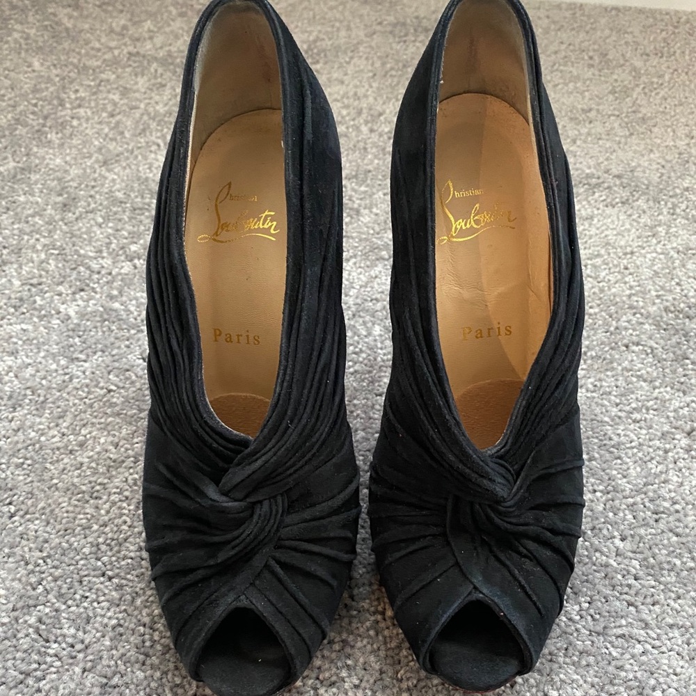 Christian Louboutin Black Suede Ankle Booties